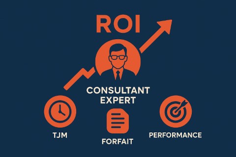 Infographie synthétisant les tarifs d'un freelance en marketing digital avec les différents modèles de prix (TJM, forfait, performance).